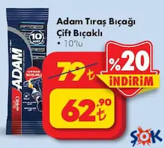 ADAM TIRAŞ BIÇAĞI ÇİFT BIÇAKLI 10'LU indirimli fiyat ADAM TIRAŞ BIÇAĞI ÇİFT BIÇAKLI 10'LU fiyat ve kampanya bilgisi